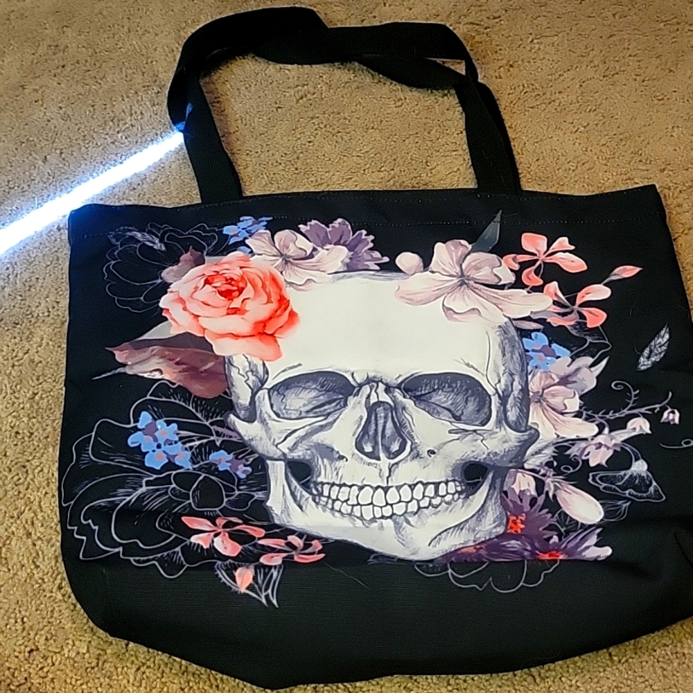 Floral skull tote, No brand